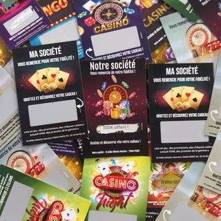 I biglietti gratta e vinci sono un modo efficace per attirare nuovi clienti e fidelizzare quelli esistenti per i casinò. È possibile offrire vantaggi grattando come gettoni gratuiti sulle slot machine, consumazioni, dessert... offrendo allo stesso tempo un'esperienza di gioco divertente ed emozionante. I biglietti gratta e vinci sono un modo efficace per attirare nuovi clienti e fidelizzare quelli esistenti per i casinò. È possibile offrire vantaggi grattando come gettoni gratuiti sulle slot machine, consumazioni, dessert... offrendo allo stesso tempo un'esperienza di gioco divertente ed emozionante.